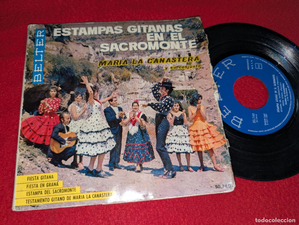 Discos de vinilo: MARIA LA CANASTERA Y SU CONJUNTO Estampas gitanas Sacromonte Granada +3 EP 1964 Belter
