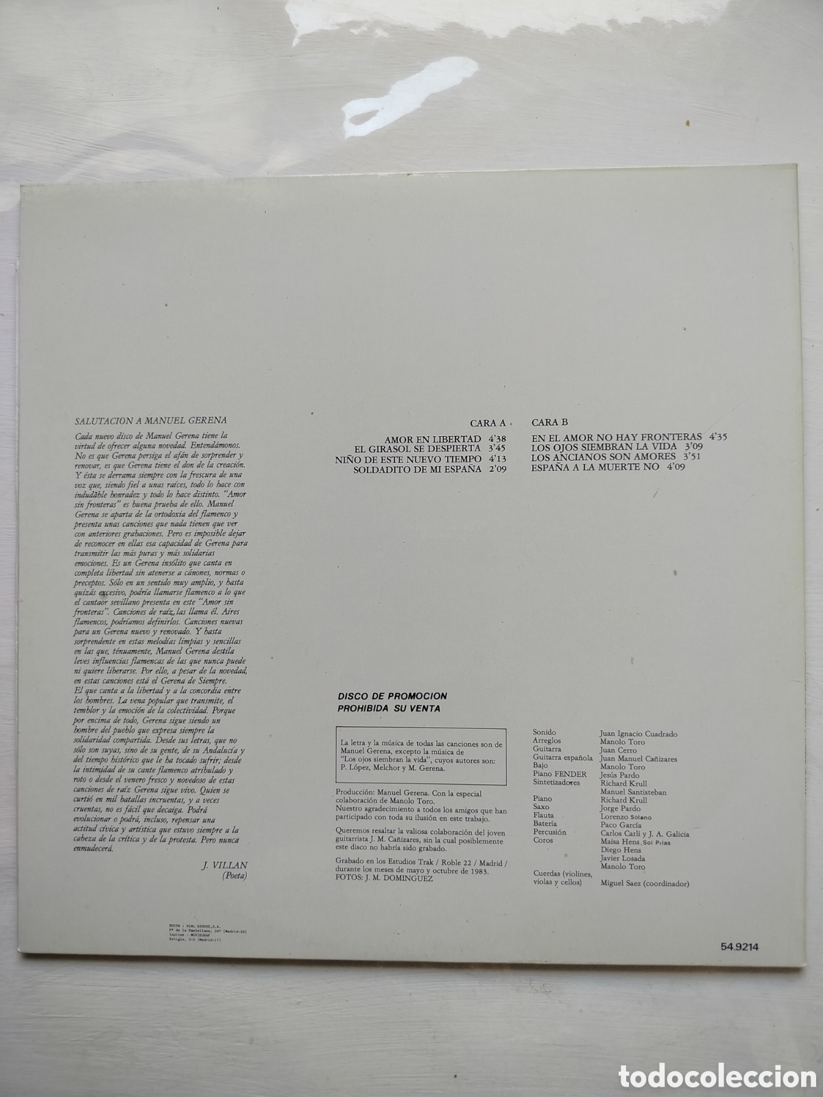 Discos de vinilo: Manuel Gerena LP 1983 - Foto 2