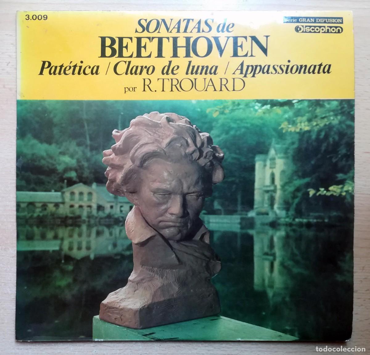 Discos de vinilo: LP Beethoven. Pat&eacute;tica. Claro de Luna. Appassionata. Por R. Trouard. Discophon 1964.