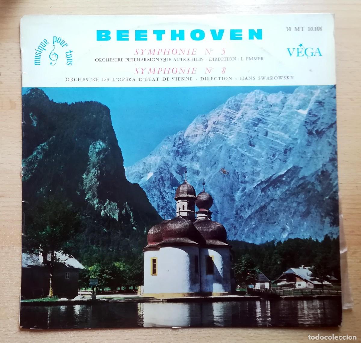 Discos de vinilo: LP Beethoven. Sinfon&iacute;a N&ordm; 5, L. Emmer y N&ordm; 8, Hans Swarowsky. Francia.