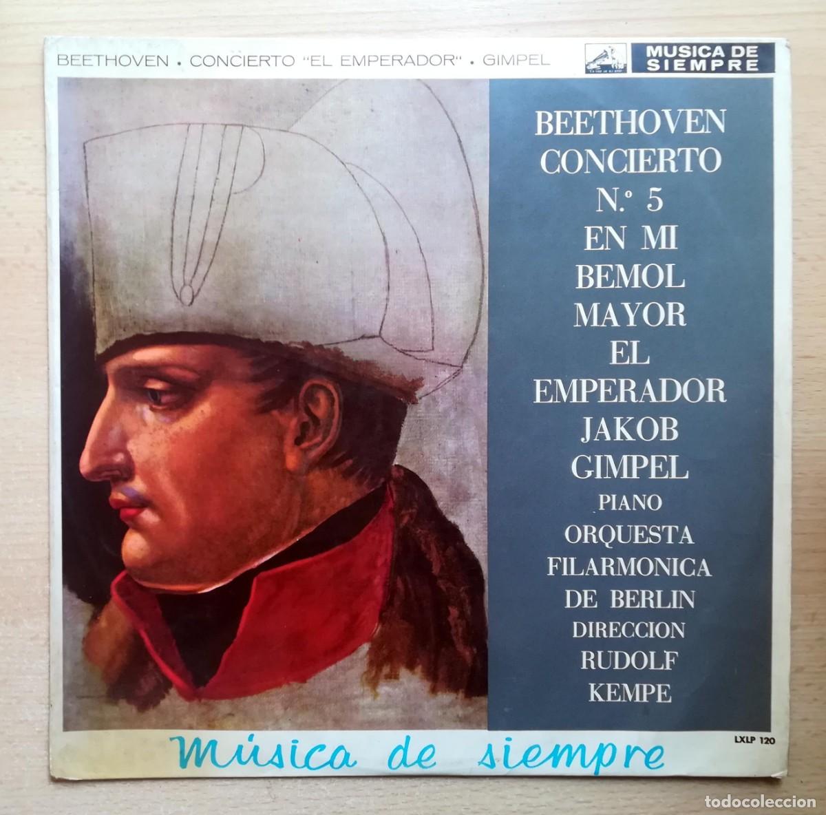 Discos de vinilo: LP M&uacute;sica de siempre. Beethoven. Concierto en Mi Bemol Mayor El emperador. Jakob Gimpel.