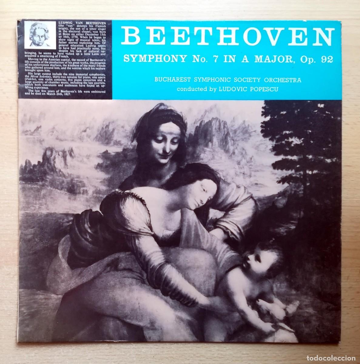 Discos de vinilo: LP Beethoven. Sinfon&iacute;a N&ordm; 7 en A Mayor. Op. 92. Ludovic Popescu, Bucharest Sym. Society Orchestra