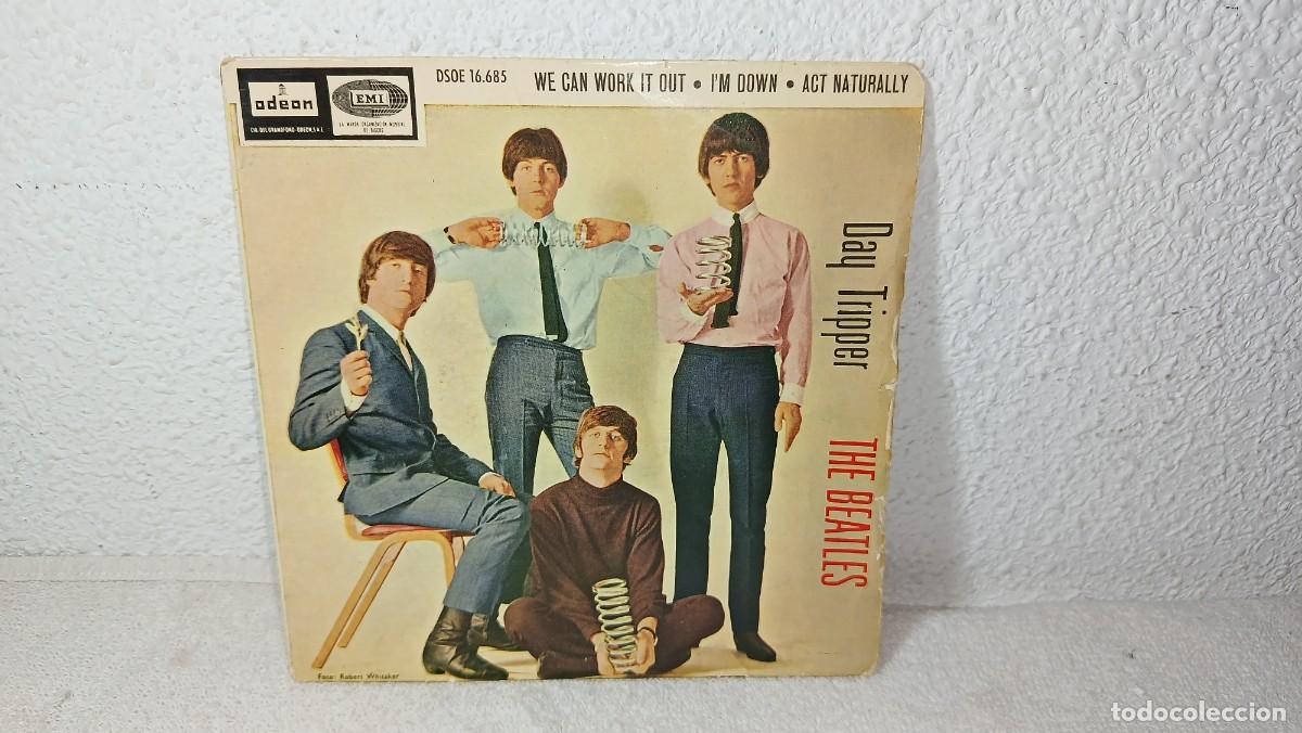 Discos de vinilo: ANTIGUO DISCO SINGLE DE THE BEATLES - DAY TRIPPER - WE CAN WORK IT OUT - I&acute;M DOWN EMI ODEON A&Ntilde;O 1966