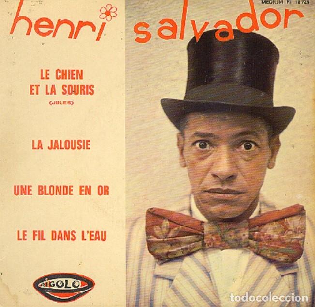 Discos de vinilo: Henri Salvador &ndash; Le chien et la souris; La jalousie + 2 &ndash; RIGOLO 18.729 (Ed. Francesa) &ndash; 1965