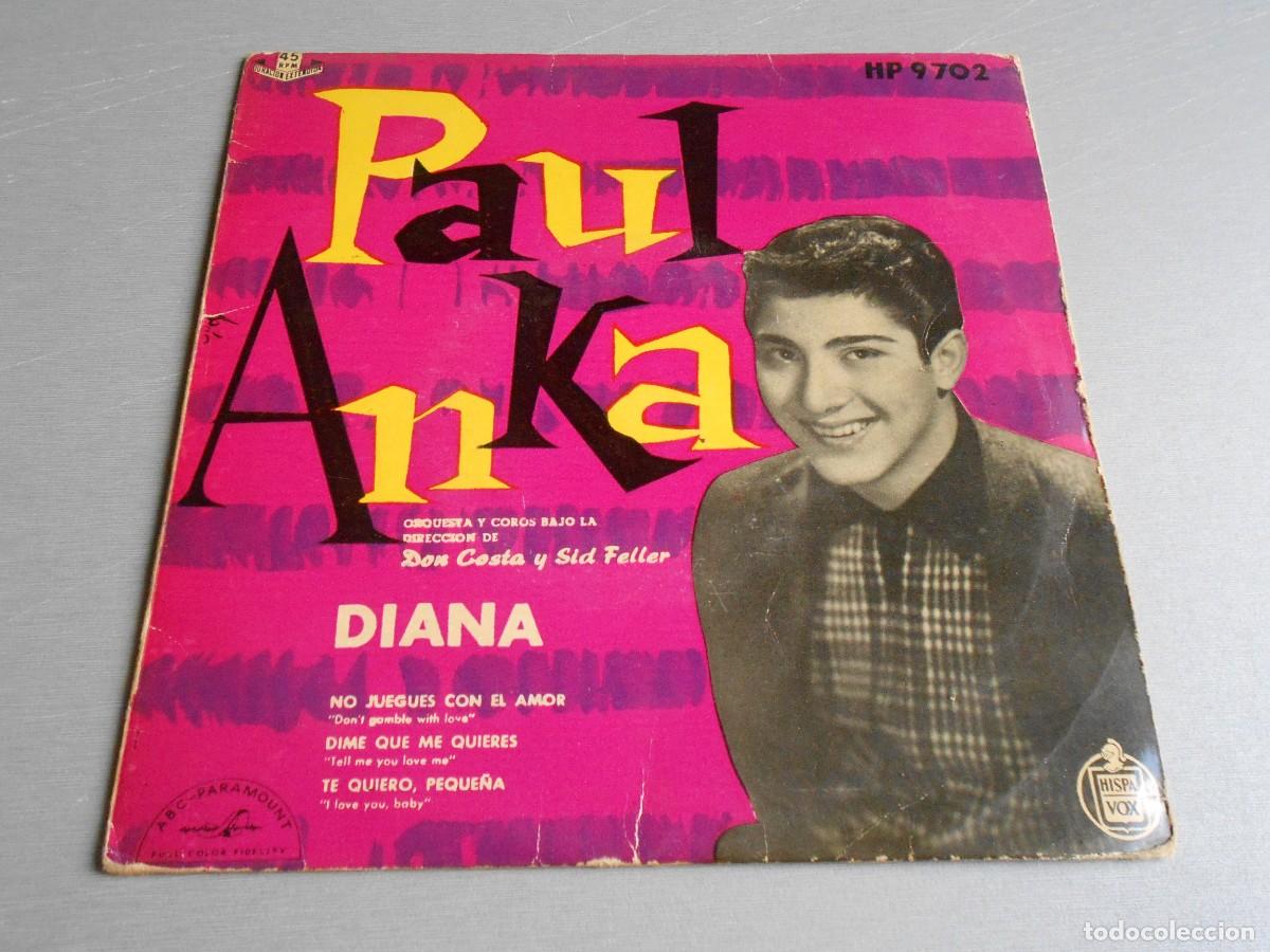 Discos de vinilo: PAUL ANKA, EP, DIANA + 3, A&Ntilde;O 1959, ABC - PARAMOUNT, HP 97-02