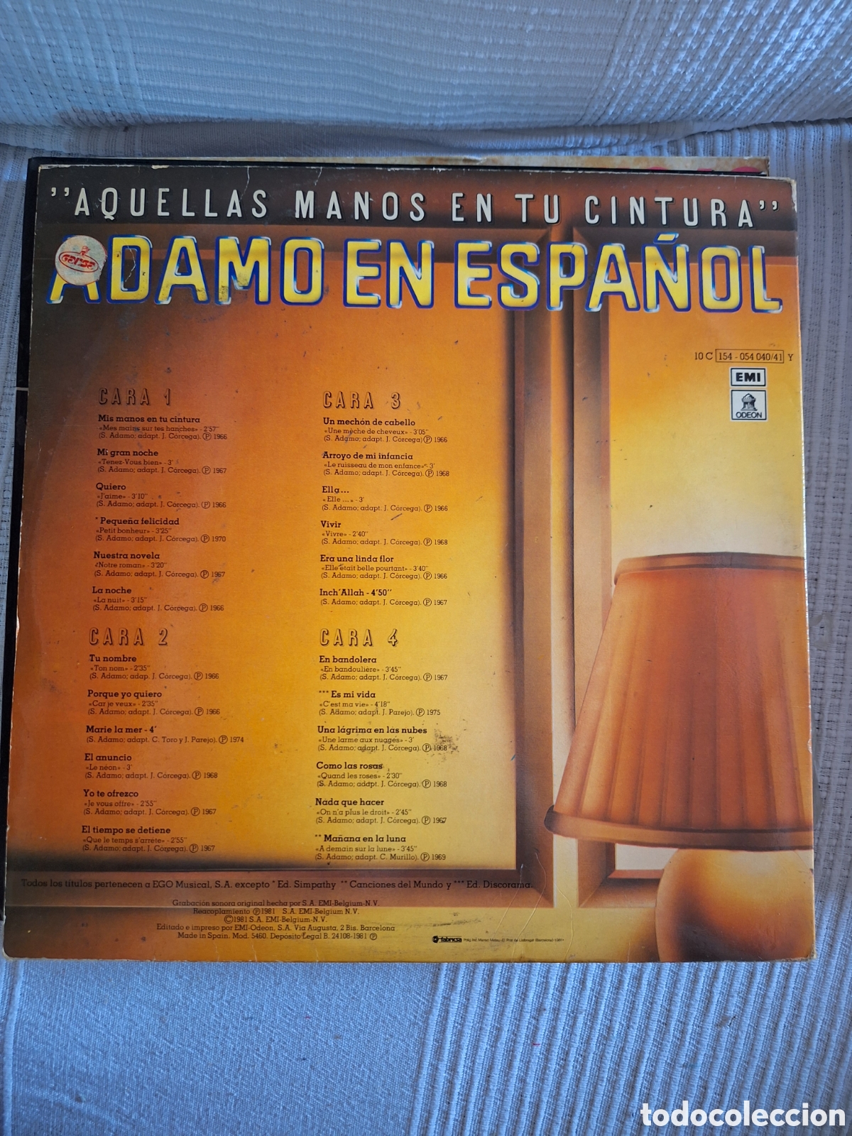 Discos de vinilo: Vinilo adamo en espa&ntilde;ol. - Foto 2