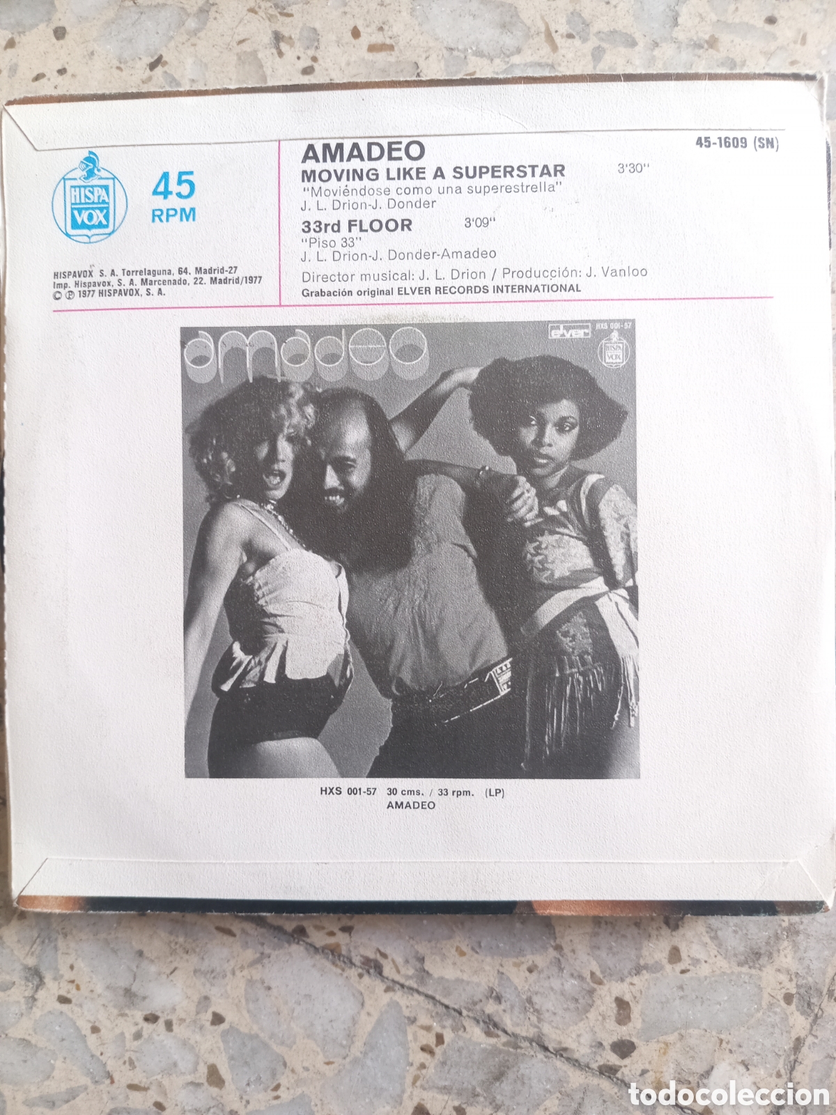 Discos de vinilo: SGL AMADEO MOVING LIKE A SUPERSTAR 1977 - Foto 2