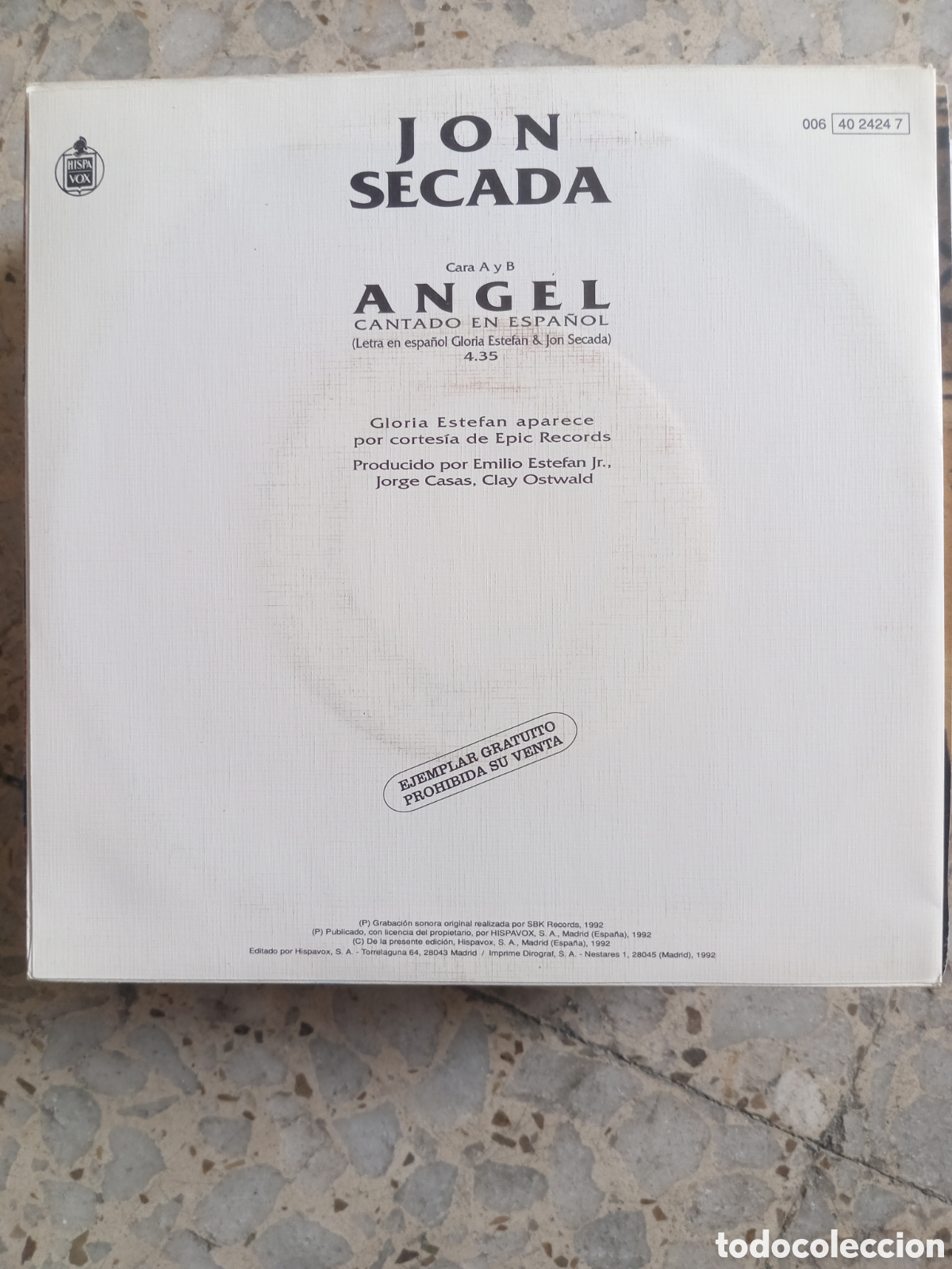 Discos de vinilo: SGL JON SECADA ANGEL 1992 PROMO - Foto 2