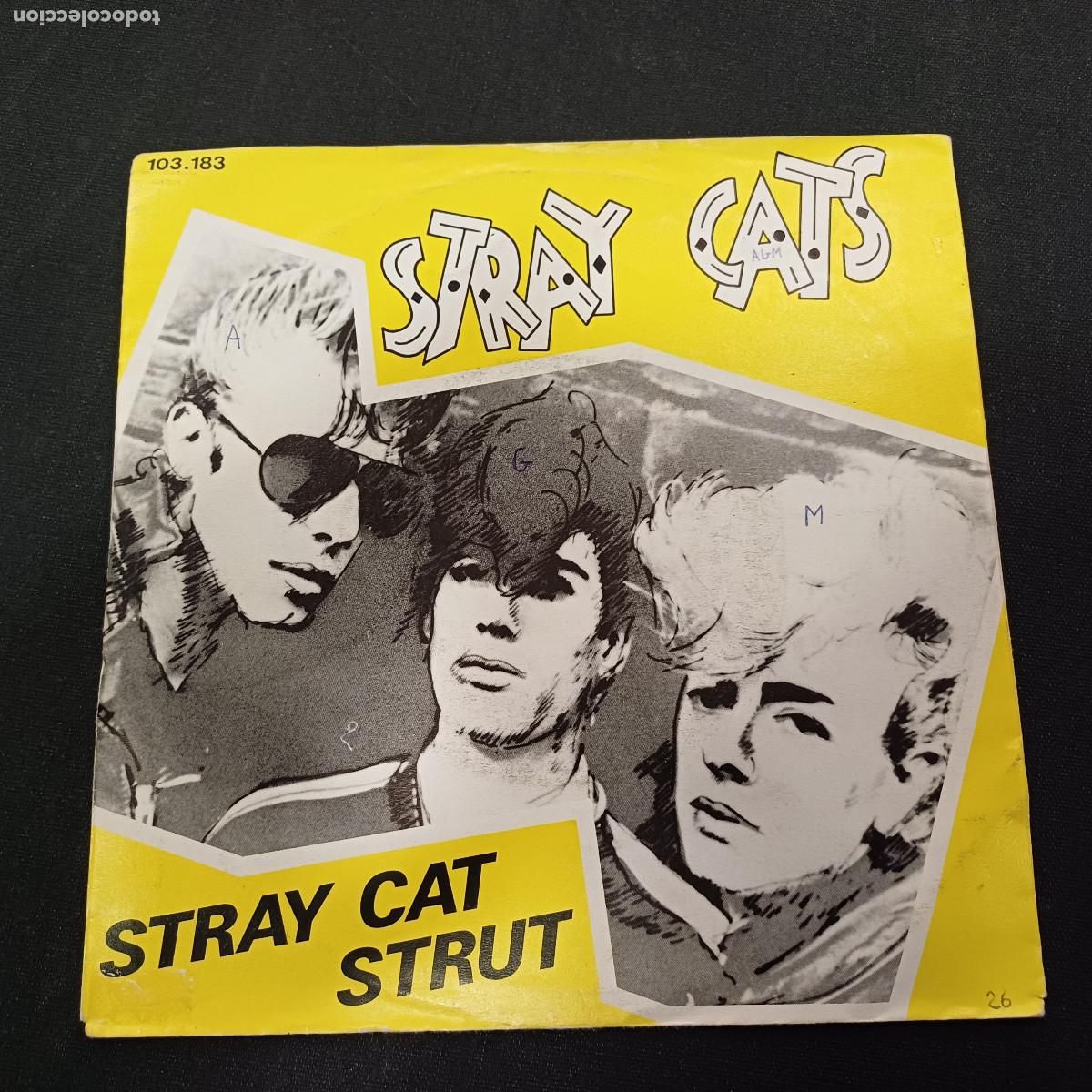 Discos de vinilo: STRAY CATS/STRAY CAT STRUT/SINGLE COLOR AZUL.