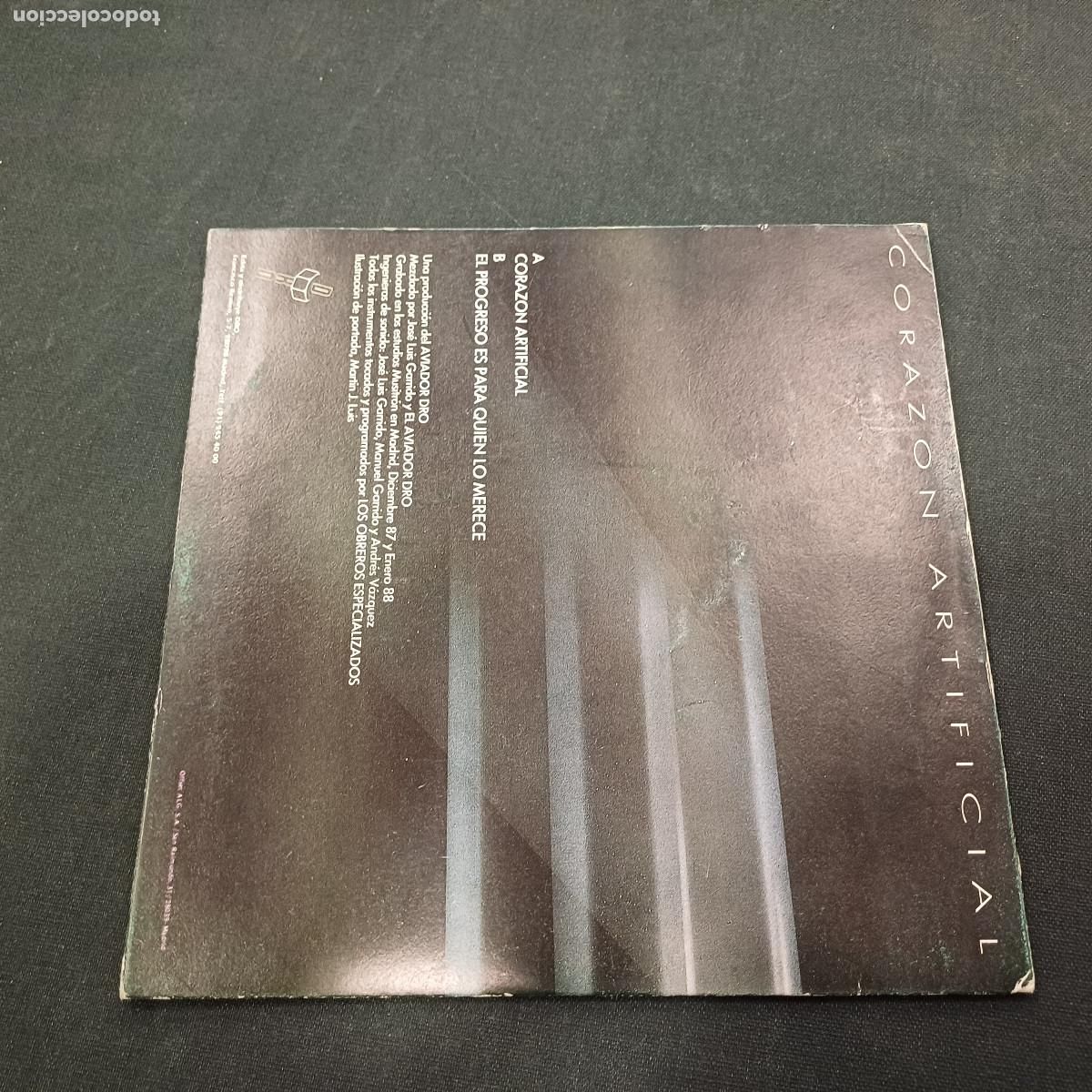 Discos de vinilo: AVIADOR DRO/CORAZON ARTIFICIAL/SINGLE PROMOCIONAL. - Foto 3