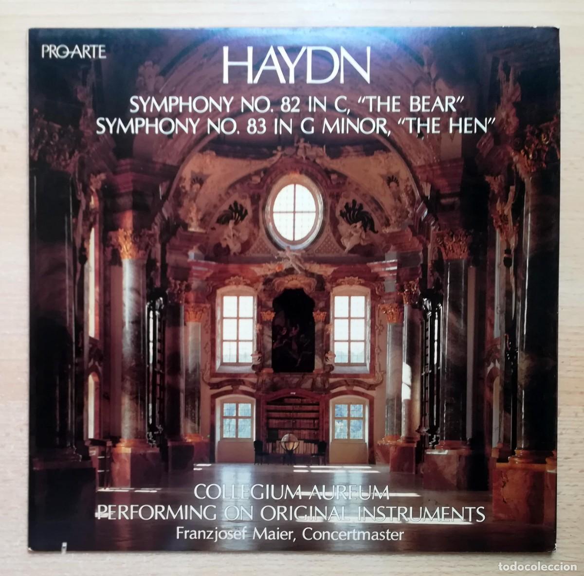 Discos de vinilo: Joseph Haydn. Sinfon&iacute;a N&ordm; 82 en C, The bear, y N&ordm; 83 G Menor. The Hen. Franzjosef Maier.