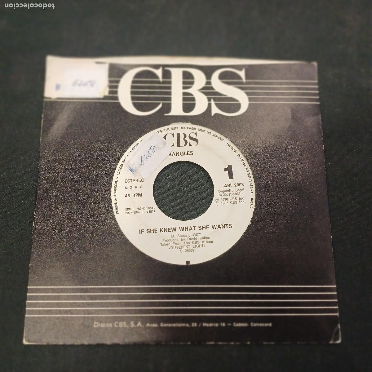 Discos de vinilo: BANGLES/IF SHE KNEW WHAT SHE WANTS/SINGLE PROMOCIONAL.