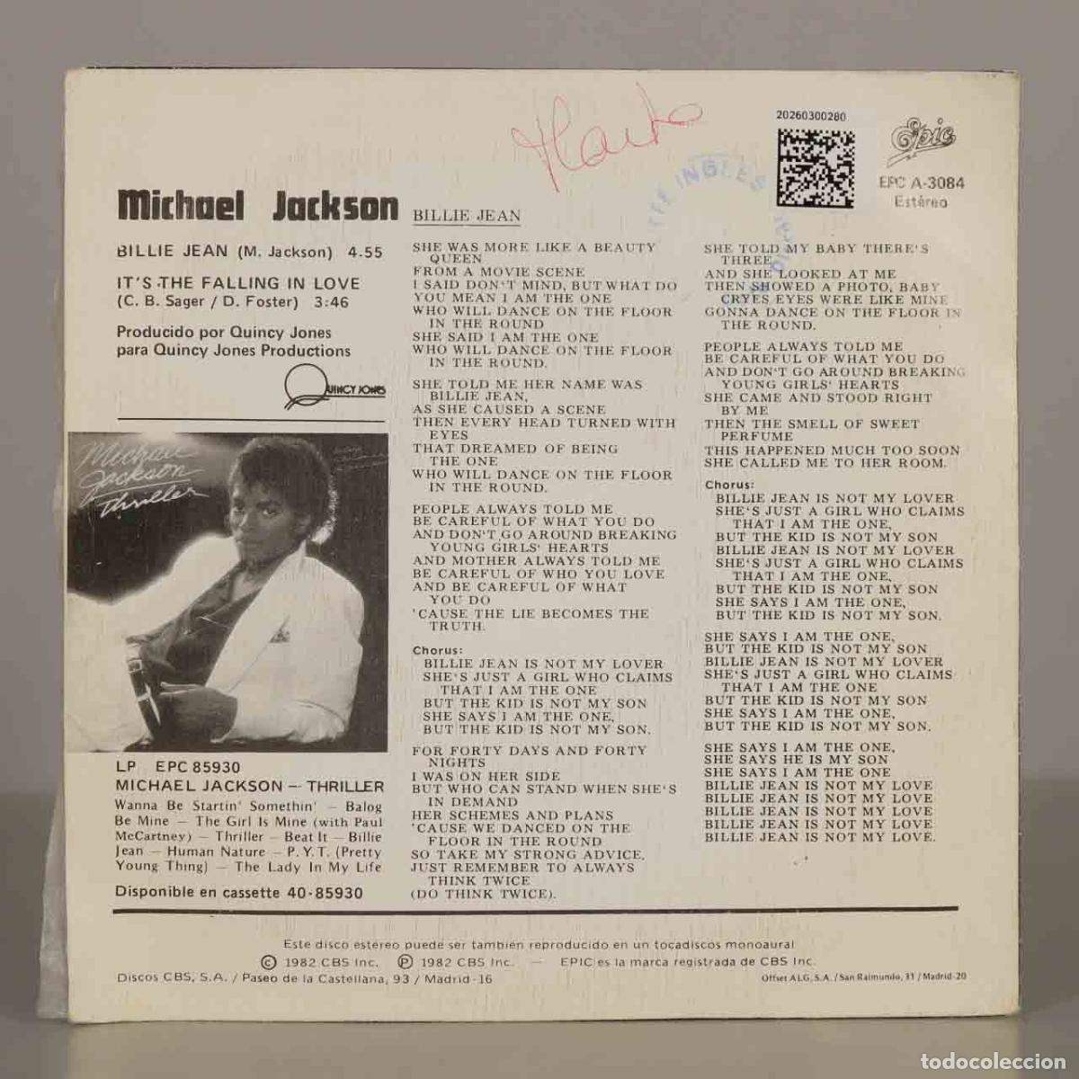 Discos de vinilo: SINGLE. Billie Jean - Michael Jackson - Foto 2
