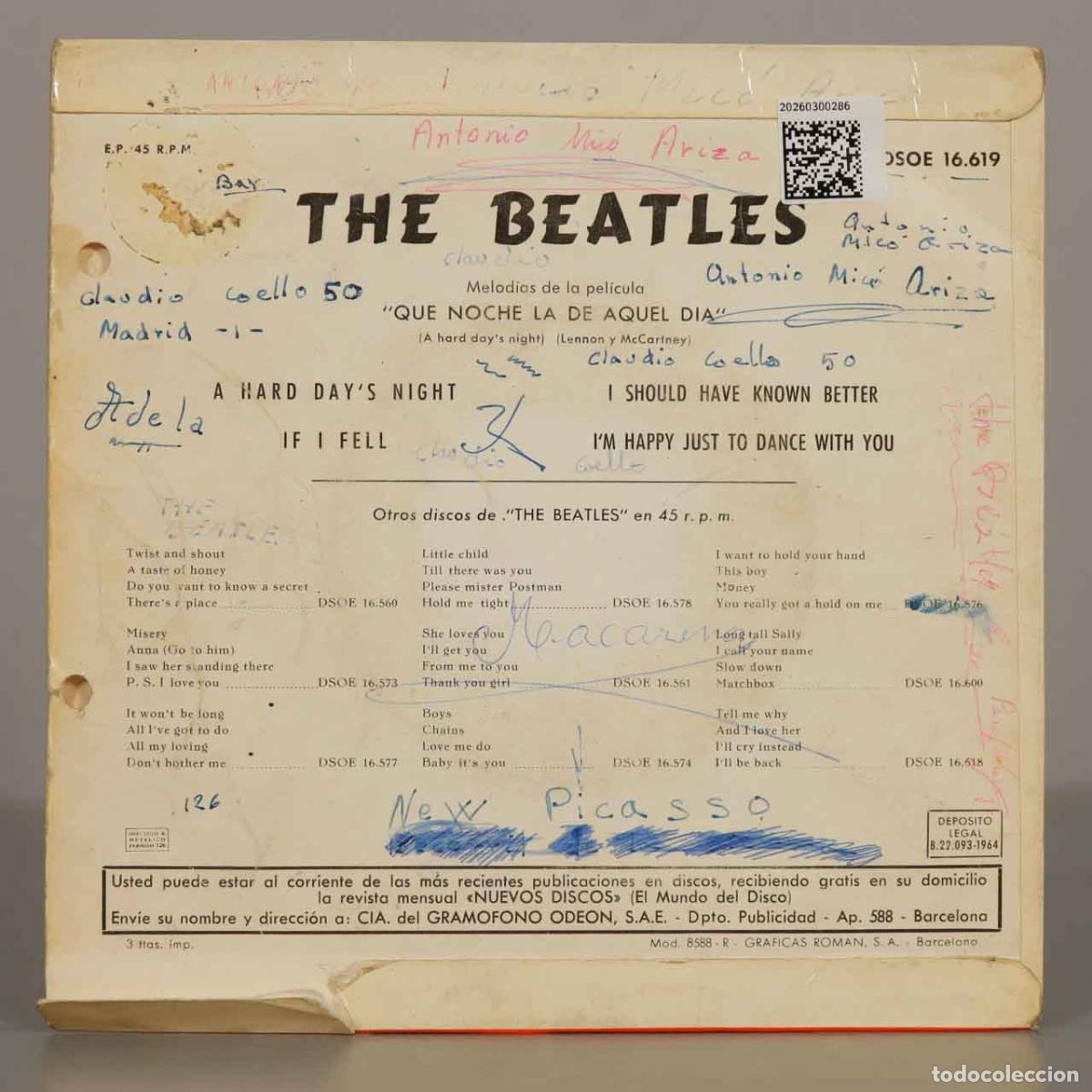 Discos de vinilo: EP. Qu&eacute; Noche La De Aquel D&iacute;a - The Beatles - Ode&oacute;n - Foto 2