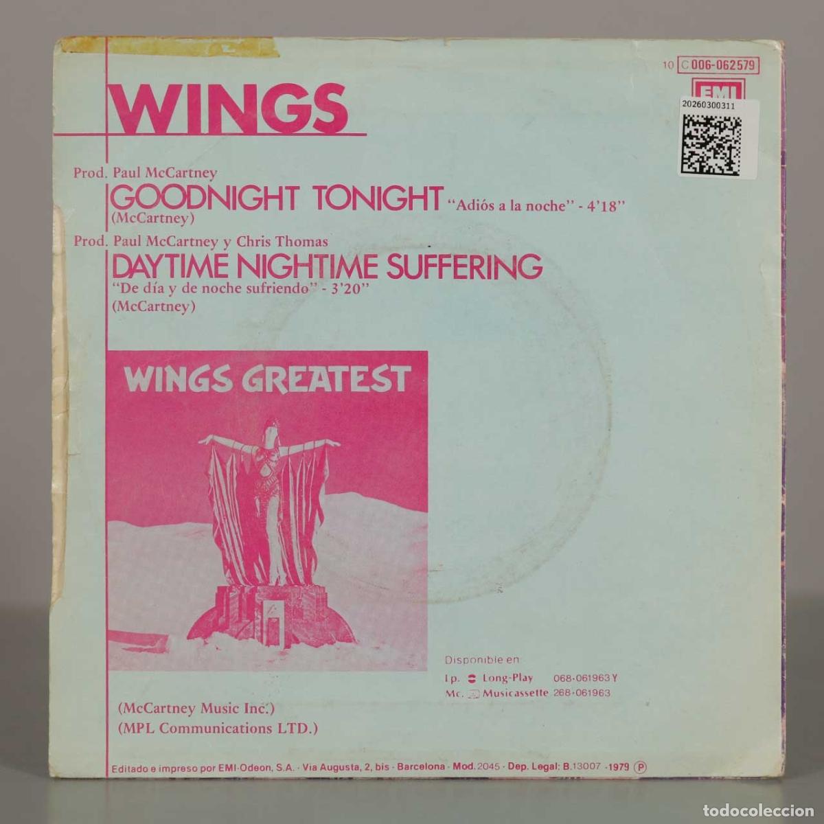 Discos de vinilo: SINGLE. Adios a la noche - Wings, Paul McCartney - EMI-Odeon - Foto 2
