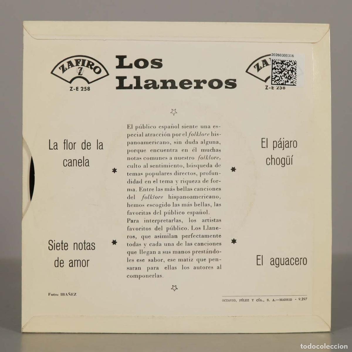 Discos de vinilo: EP. La Flor de la Canela - Los Llaneros - Foto 2