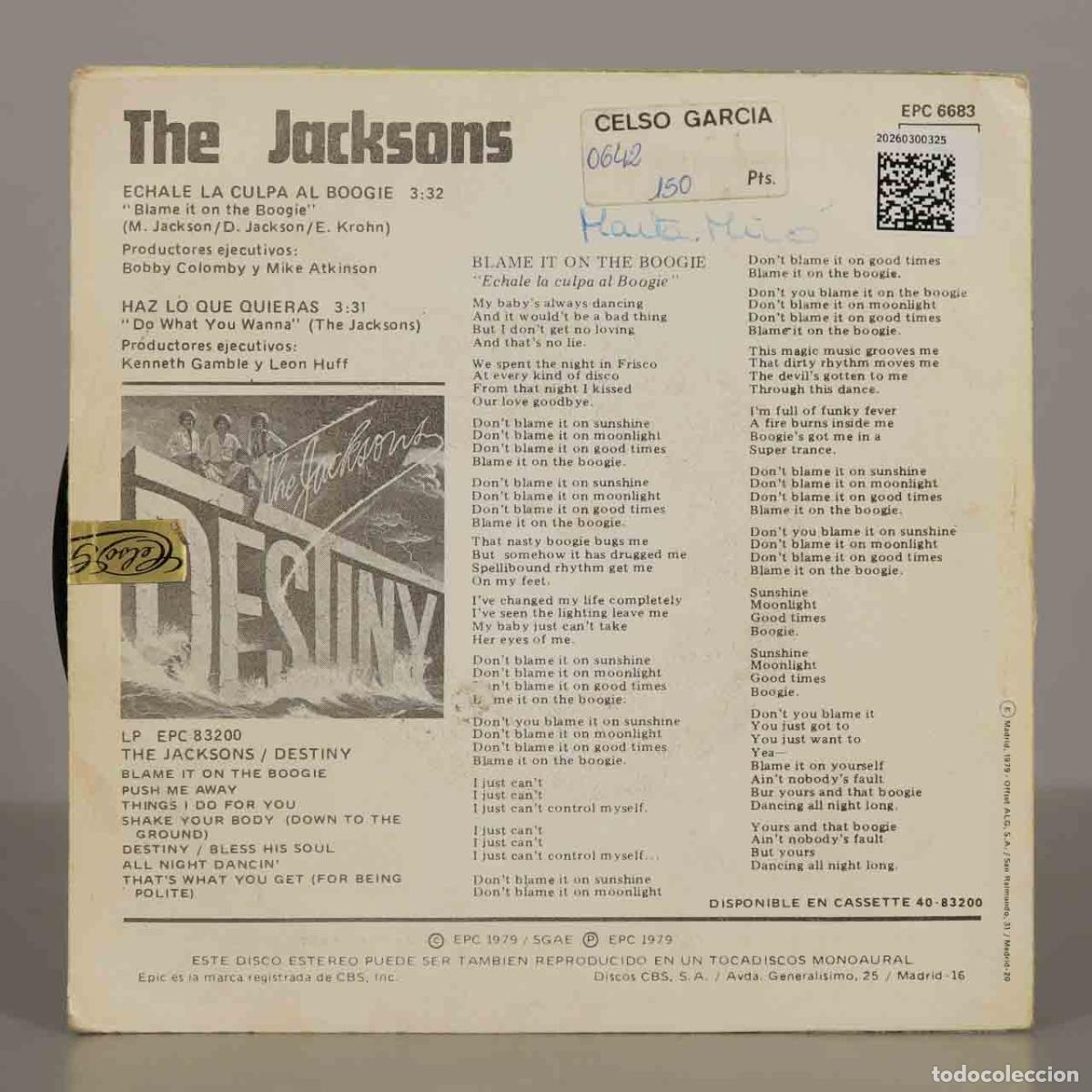 Discos de vinilo: SINGLE. &Eacute;chale la culpa al boogie - The Jacksons - Foto 2