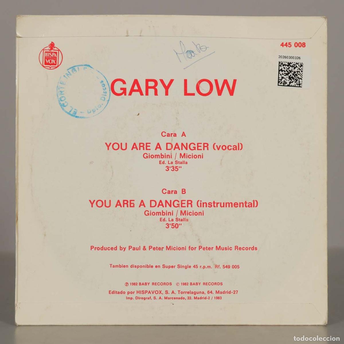 Discos de vinilo: SINGLE. You Are A Danger - Gary Low - Foto 2