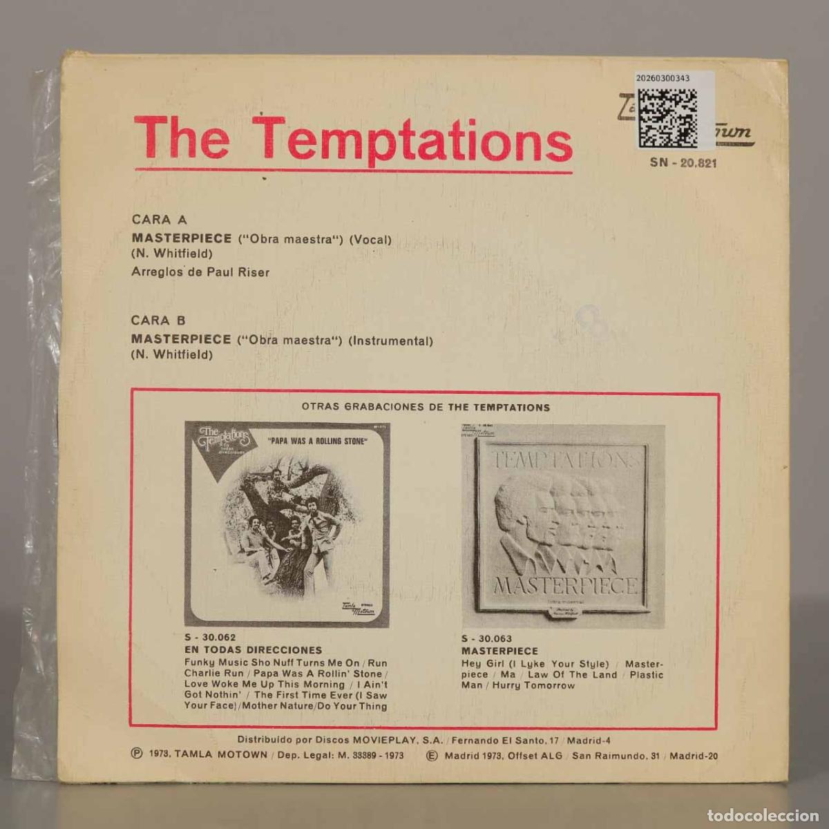 Discos de vinilo: SINGLE. The Temptations - Masterpiece (Obra Maestra) - Foto 2