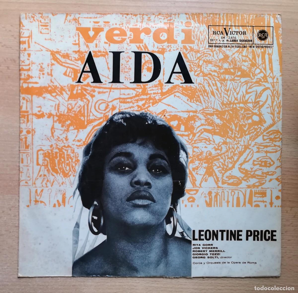 Discos de vinilo: LP Verdi. Aida. Leontyne Price, Rita Gorr, Jon Vickers, Robert Merrill, Giorgio Tozzi.- Georg Solti