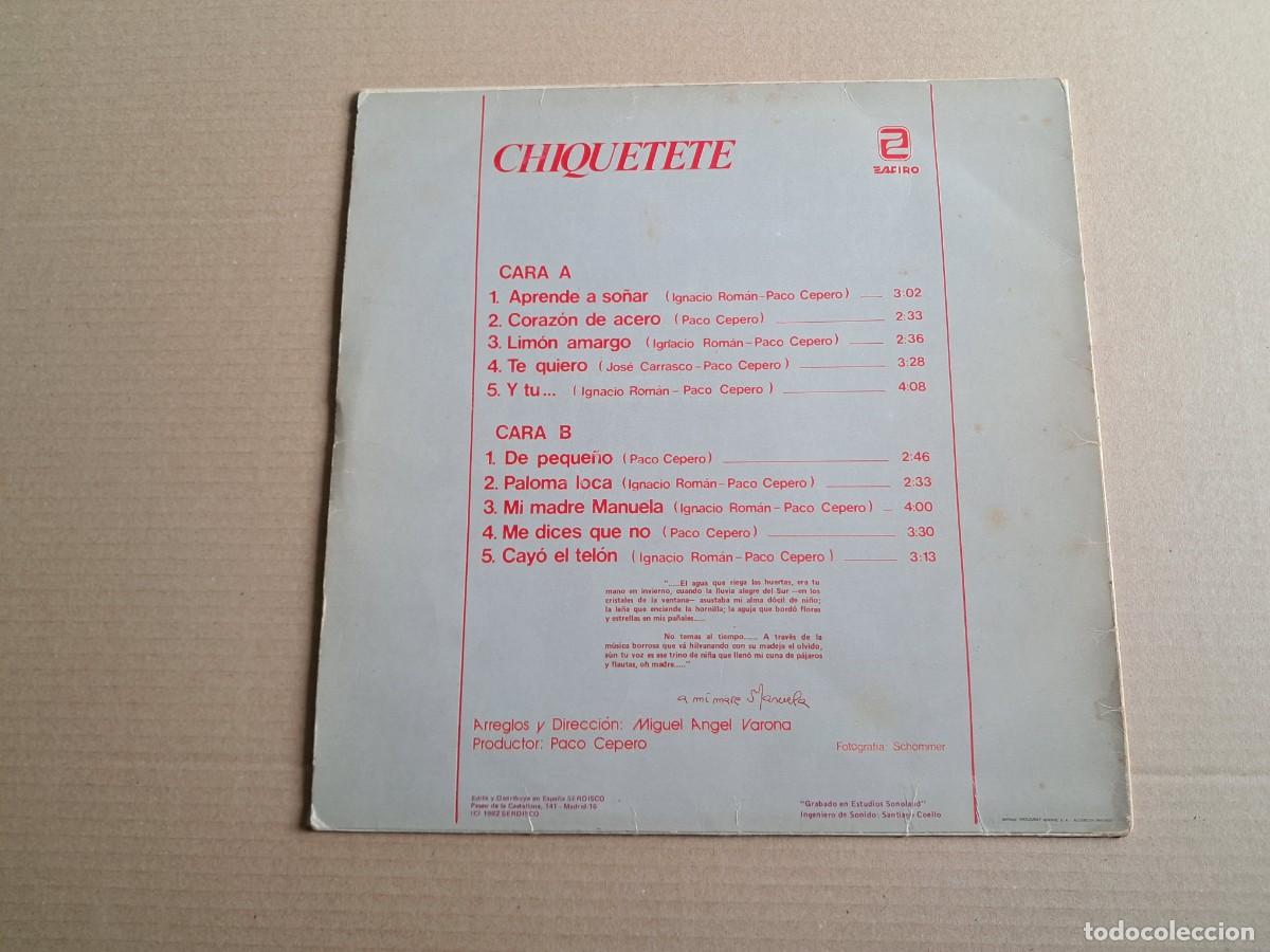 Discos de vinilo: CHIQUETETE - APRENDE A SO&Ntilde;AR LP 1982 - Foto 8