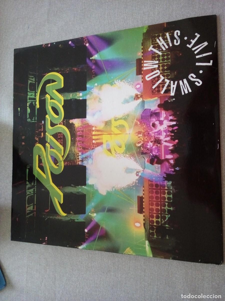 Discos de vinilo: Poison &ndash; Swallow This Live LP SPAIN 1991 INSERTO