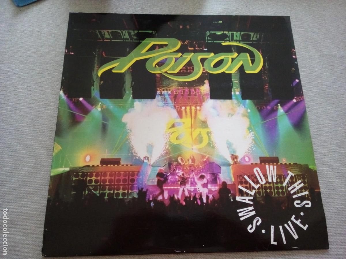 Discos de vinilo: Poison &ndash; Swallow This Live LP SPAIN 1991 INSERTO