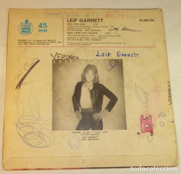 Discos de vinilo: LEIF GARRETT // FEEL THE NEED // 1979 // SINGLE - Foto 2