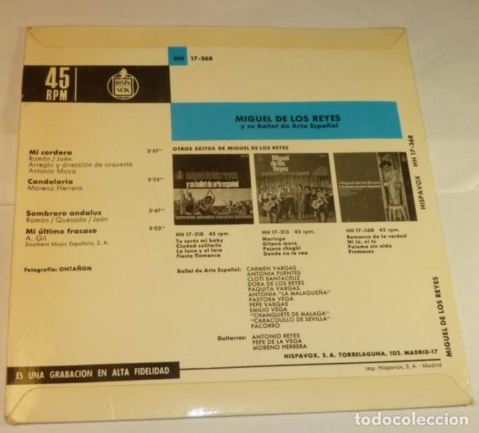 Discos de vinilo: MIGUEL DE LOS REYES // MI CORDERA+3 // 1966 // EP - Foto 2