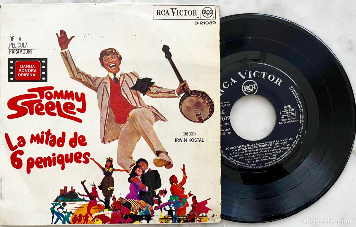 Discos de vinilo: LA MITAD DE 6 PENIQUES. TOMMY STEELE. OBERTURA + 3 TEMAS. BANDA ORIGINAL DEL FILM. EP ORIGINAL 1968