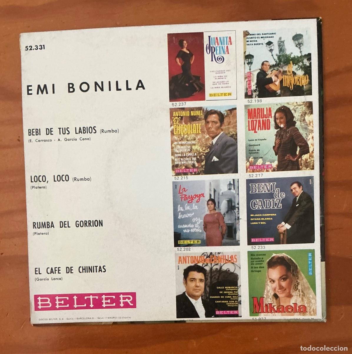 Discos de vinilo: Emi Bonilla. Beb&iacute; de tus labios y +. - Foto 2