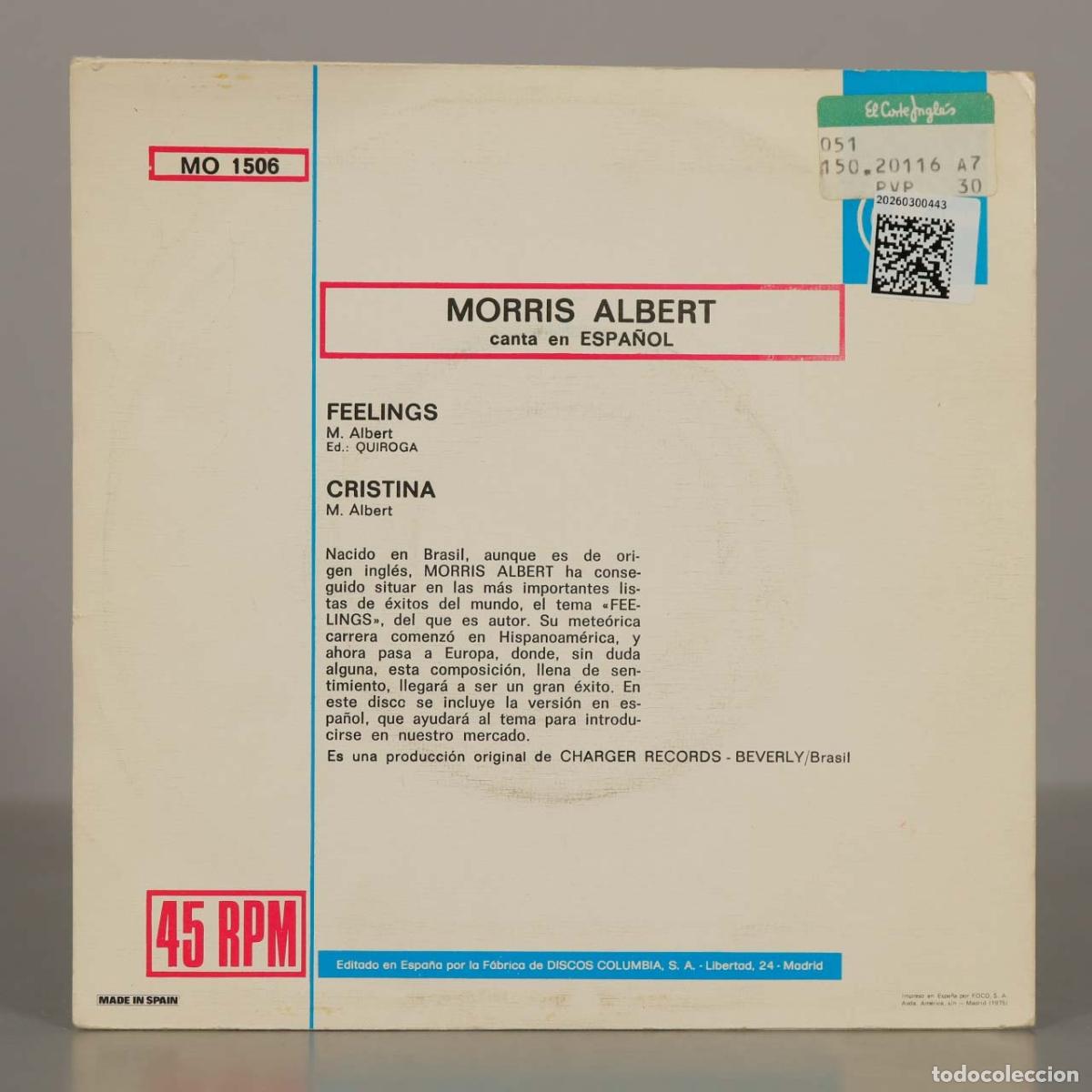 Discos de vinilo: SINGLE. MORRIS ALBERTcanta en ESPA&Ntilde;OL - Foto 2