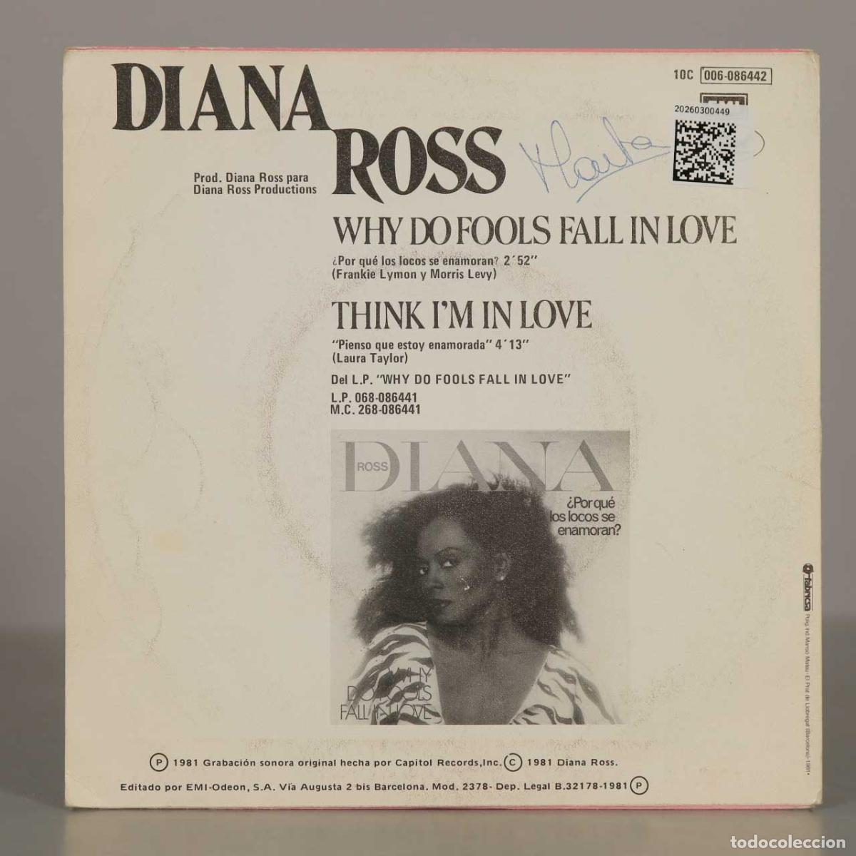 Discos de vinilo: SINGLE. Why Do Fools Fall In Love - Diana Ross - Foto 2