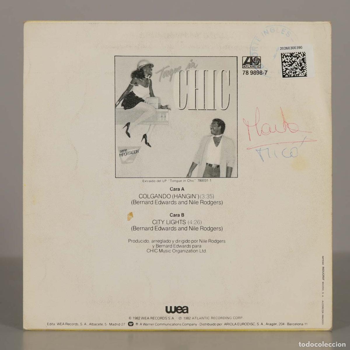Discos de vinilo: SINGLE. Hangin / Colgando - Chic - Atlantic - Foto 2