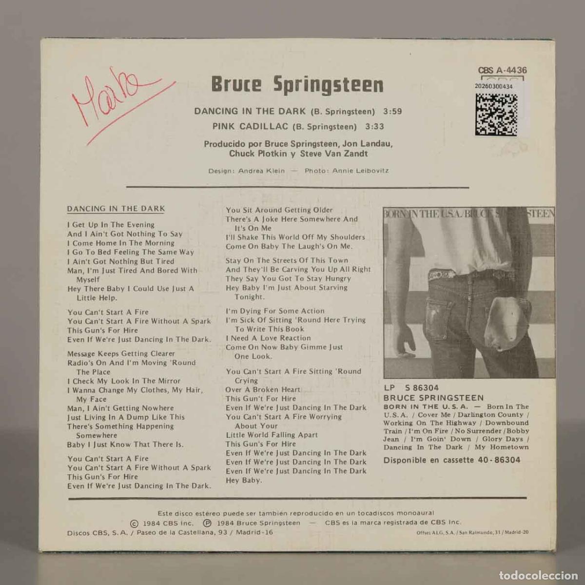 Discos de vinilo: SINGLE. Dancing In The Dark - Bruce Springsteen - Foto 2