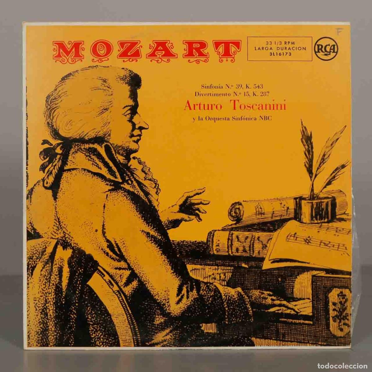 Discos de vinilo: LP. Sinfon&iacute;a n.&ordm; 39, Divertimento n.&ordm; 15 - Wolfgang Amadeus Mozart - Arturo Toscanini, Orquesta Sin