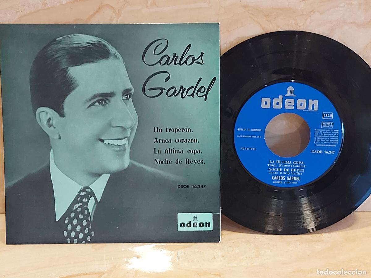 Discos de vinilo: CARLOS GARDEL / UN TROPEZ&Oacute;N +3 / EP-ODEON-1958 / DE LUJO. ****