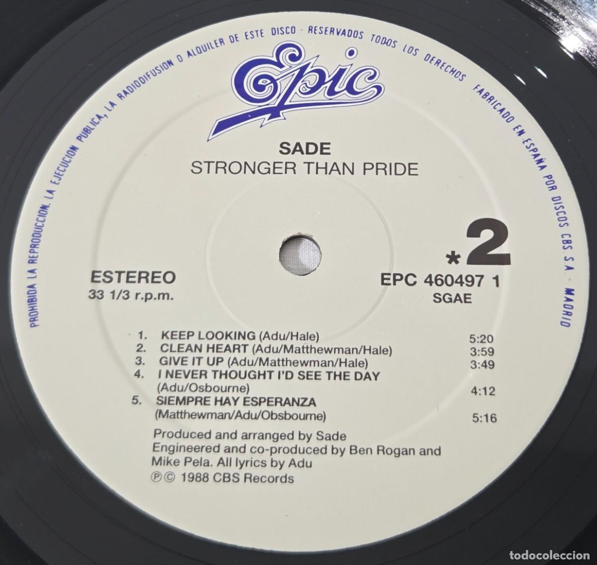 Discos de vinilo: LP Vinilo Sade, Stronger Than Pride - Foto 7