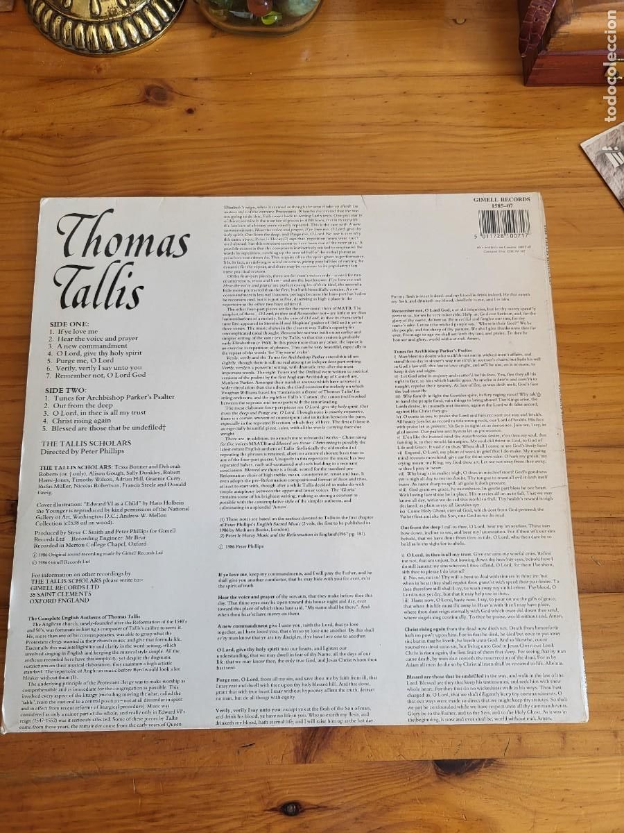 Discos de vinilo: THOMAS TALLIS THE COMPLETE ENGLISH ANTHEMS - Foto 2