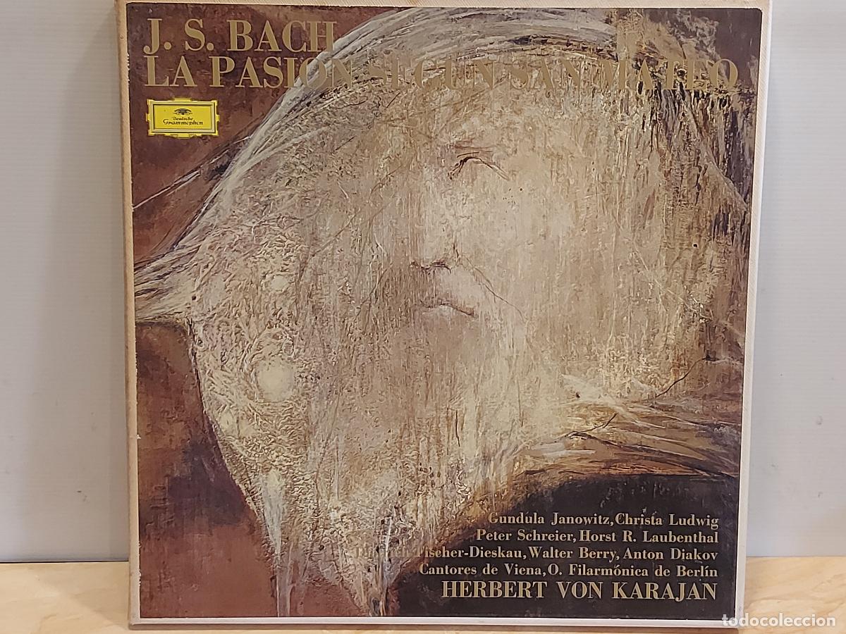 Discos de vinilo: LA PASI&Oacute;N SEG&Uacute;N SAN MATEO (J.S.BACH) / VON KARAJAN / BOX CON 4 VINILOS+LIBRETO***