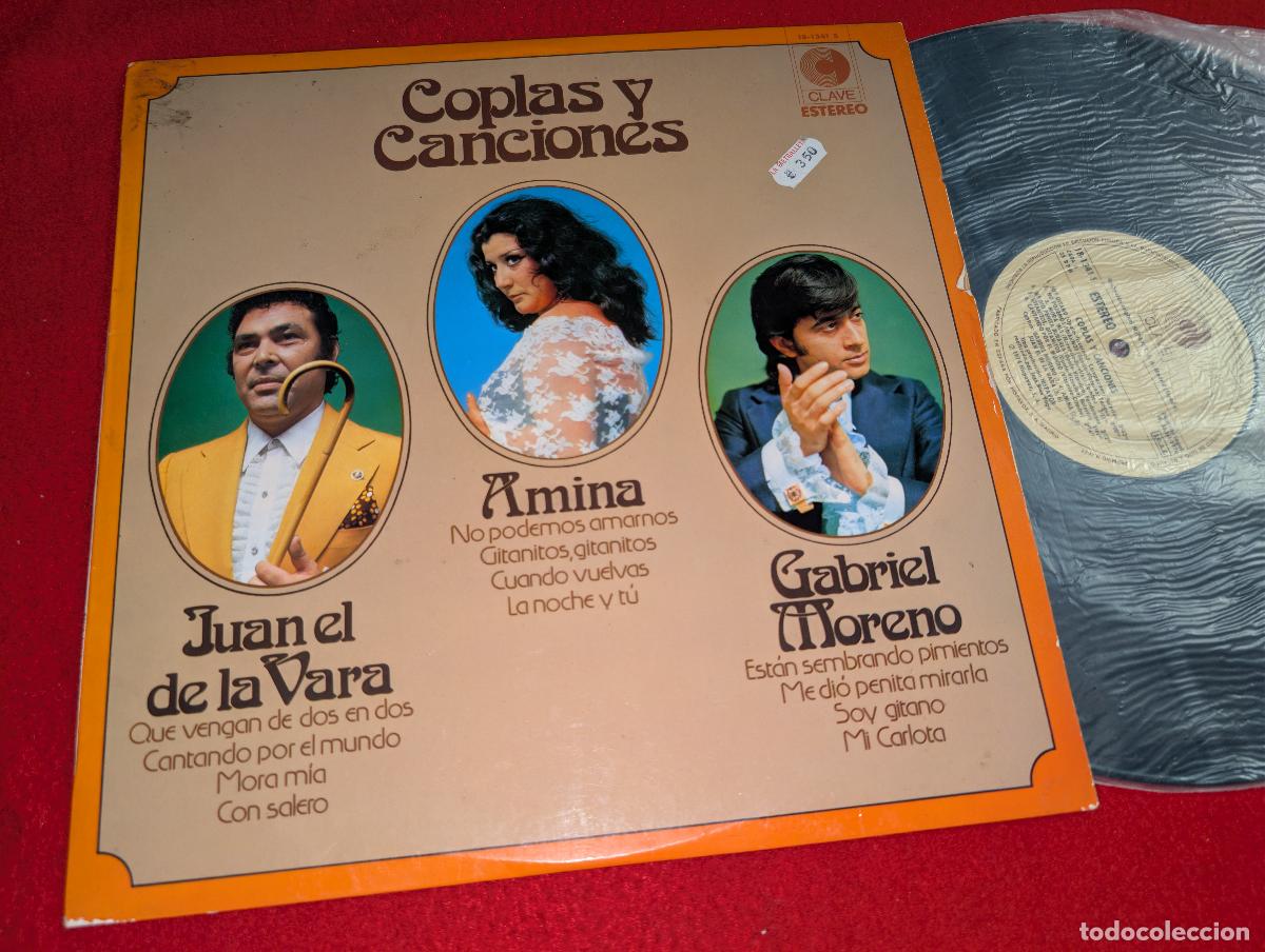 Discos de vinilo: COPLAS Y CANCIONES Amina+Juan el de la Vara+Gabriel Moreno LP 1974 Clave