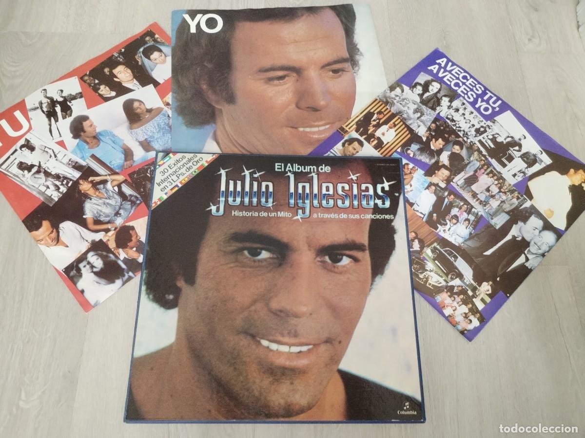 Discos de vinilo: JULIO IGLESIAS - BOX - CAJA 3LP&acute;S - EL ALBUM DE ..HISTORIA DE UN MITO - 30 TEMAS - 1982 -