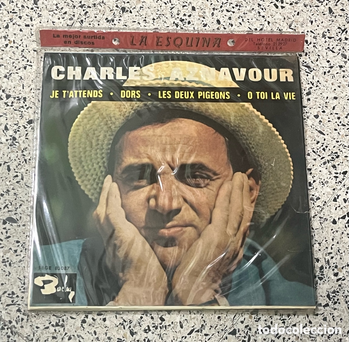 Discos de vinilo: Charles Aznavour - EP Je T'Attends (1963) Barclay SBGE 83087 - Edici&oacute;n Espa&ntilde;a