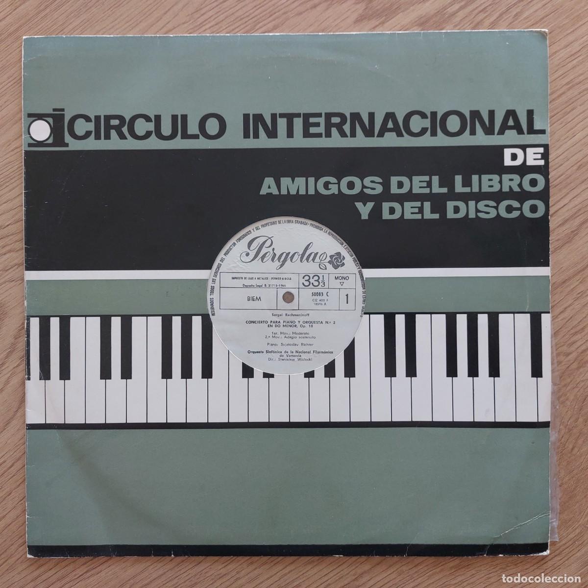 Discos de vinilo: LP - CIRCULO INTERNACIONAL DE AMIGOS DEL LIBRO Y DEL DISCO - CONCIERTO PARA PIANO N&ordm; 2 EN DO MENOR