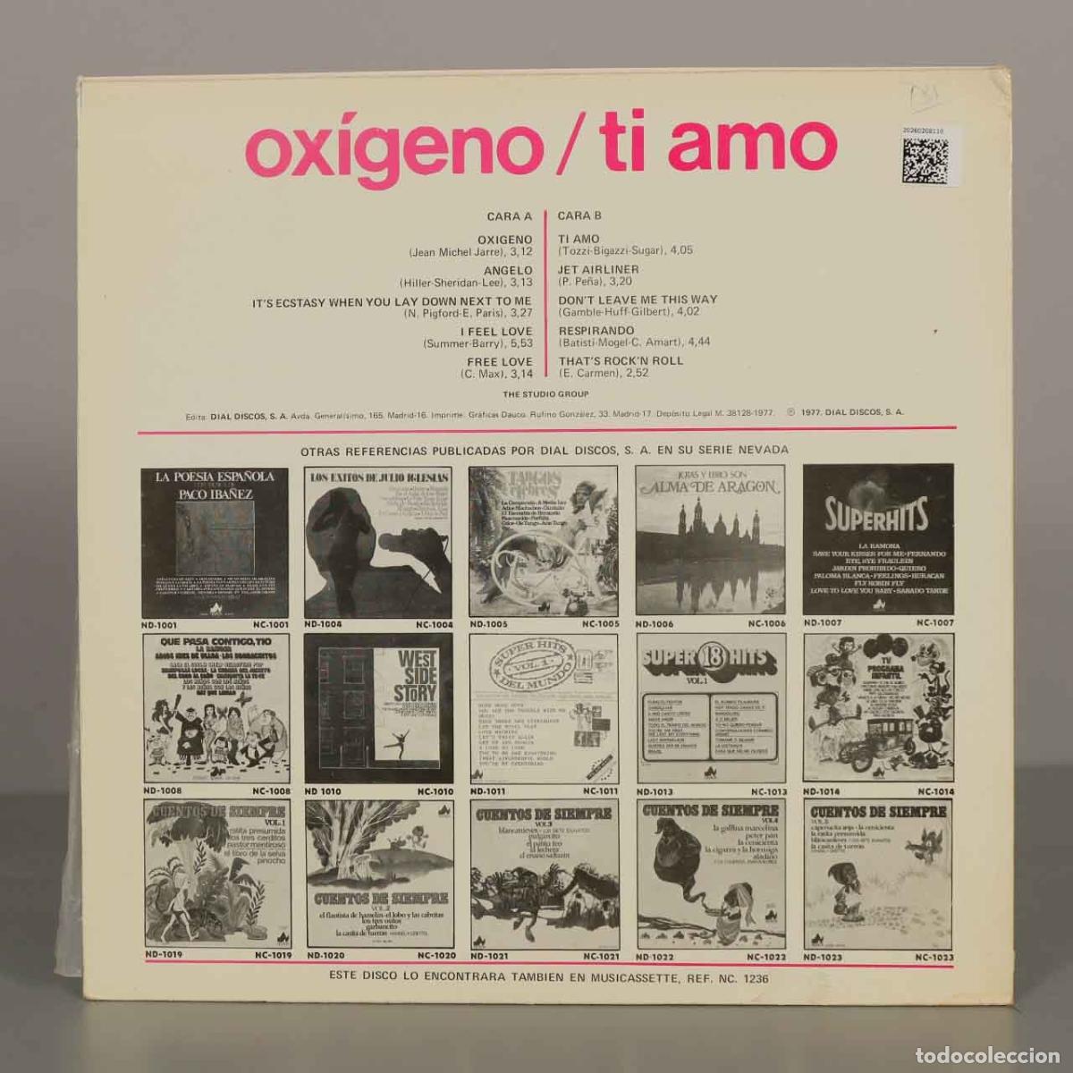Discos de vinilo: LP. Ox&iacute;geno / Ti Amo - The Studio Group - Foto 2