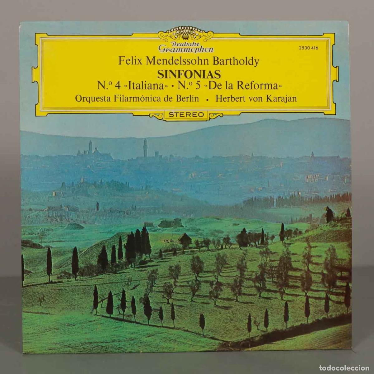 Discos de vinilo: LP. Mendelssohn: Sinfonias N.&ordm; 4 Italiana y N.&ordm; 5 De la Reforma - KARAJAN
