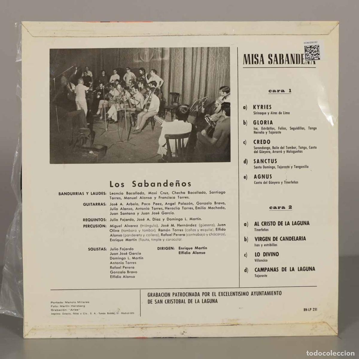 Discos de vinilo: LP. Misa Sabande&ntilde;a - Los Sabande&ntilde;os - Foto 2