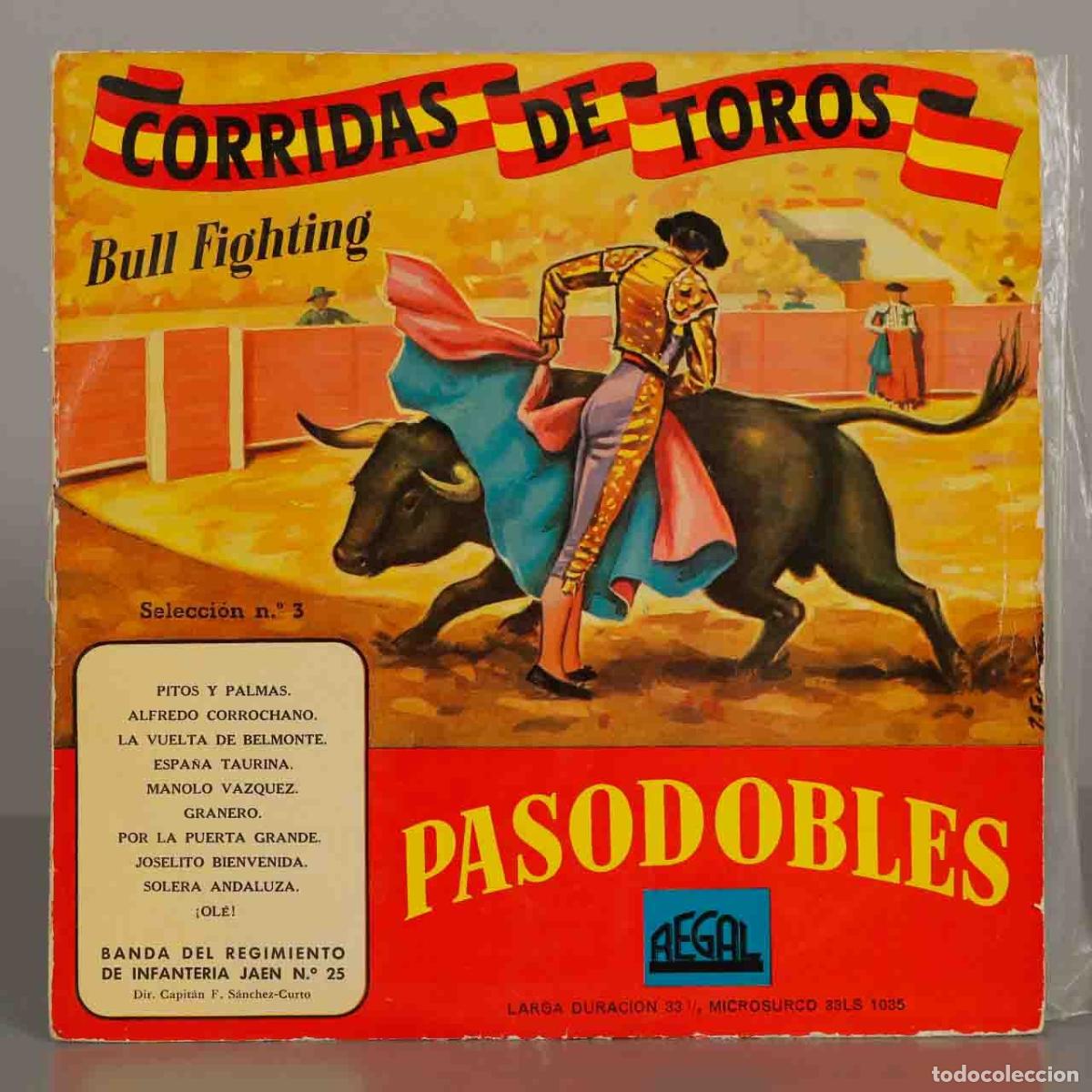 Discos de vinilo: LP. Corridas de Toros - Pasodobles - Selecci&oacute;n n.&ordm; 3 - Banda del Regimiento de Infanter&iacute;a Ja&eacute;n n.&ordm;