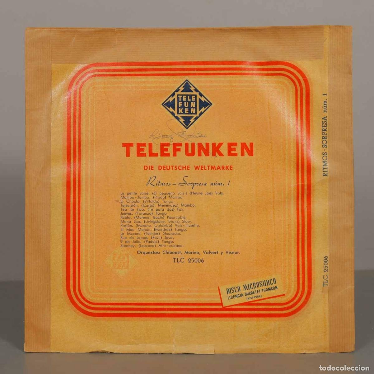 Discos de vinilo: LP. Ritmos-Sorpresa n&uacute;m. 1 - Orquestas Chiboust, Morino, Valvert y Viseur - Telefunken
