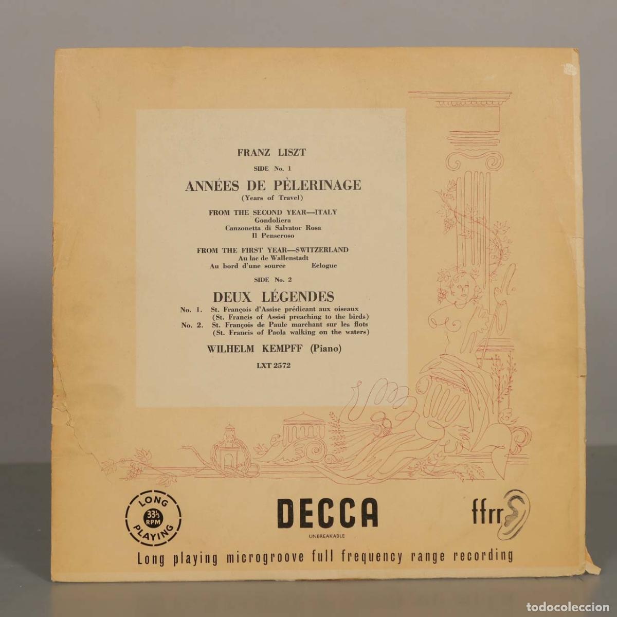 Discos de vinilo: LP. Ann&eacute;es de p&egrave;lerinage - Deux l&eacute;gendes - Franz Liszt - Wilhelm Kempff